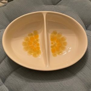 Franciscan Earthenware Sundance Yellow Divided Vegetable Serving Bowl Vintage